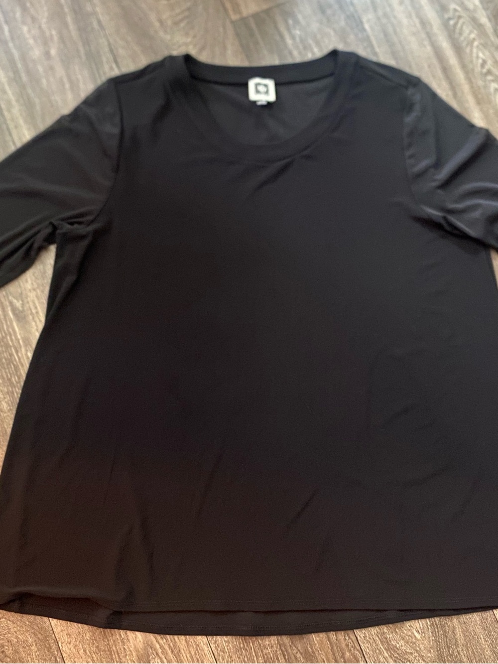 Anne Klein Black Long Sleeve Crew Neck Top